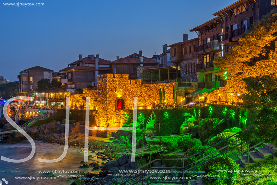 Amazing Night photo of reconstructed gate part of Sozopol ancient fortifications, Bulgaria