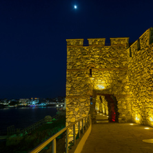 Night photo of ruins of Sozopol ancient fortifications, Burgas Region, Bulgaria