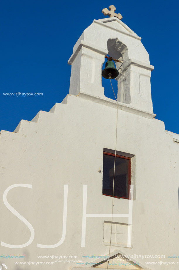 White orthodox church in Mykonos, Cyclades Islands, Greece