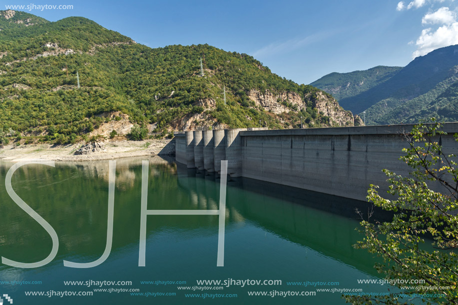 Dam of the Vacha (Antonivanovtsy) Reservoir, Rhodopes Mountain, Bulgaria