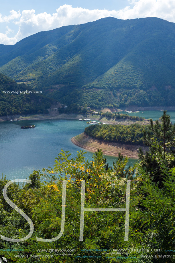 landscape of Meander of Vacha (Antonivanovtsy) Reservoir, Rhodopes Mountain, Bulgaria