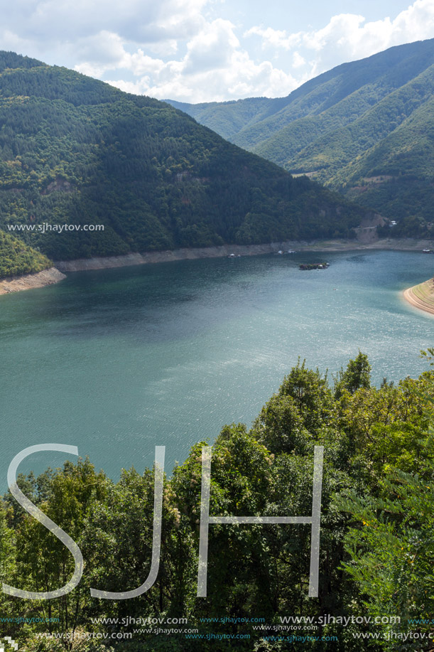 Amazing Panorama of Meander of Vacha (Antonivanovtsy) Reservoir, Rhodopes Mountain, Bulgaria