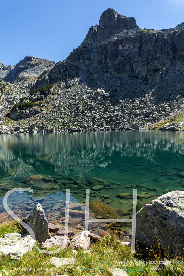 Rocky peak and Lake, Rila Mountain, Bulgaria
