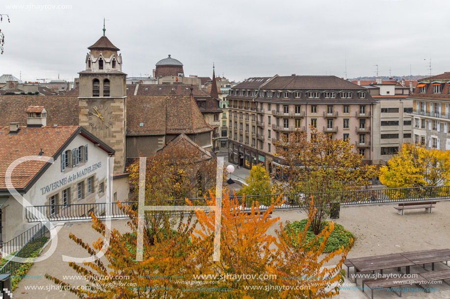 Cloudy day at Old town of city of Geneva,  Switzerland