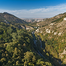 Amazing panorama of town of Asenovgrad from Asen"s Fortress,  Plovdiv Region, Bulgaria