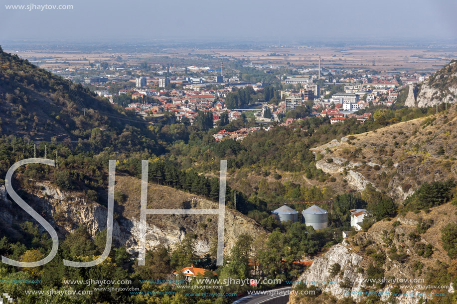 Panorama of town of Asenovgrad from Asen"s Fortress,  Plovdiv Region, Bulgaria