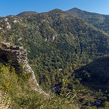 Autumn Landscape to  Rhodopes mountain and ruins from Asen"s Fortress,  Plovdiv Region, Bulgaria