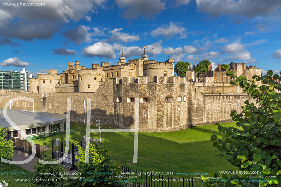 Last Rays of sun over Historic Tower of London, England, Great Britain