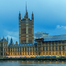Night photo of Houses of Parliament, Palace of Westminster,  London, England, Great Britain