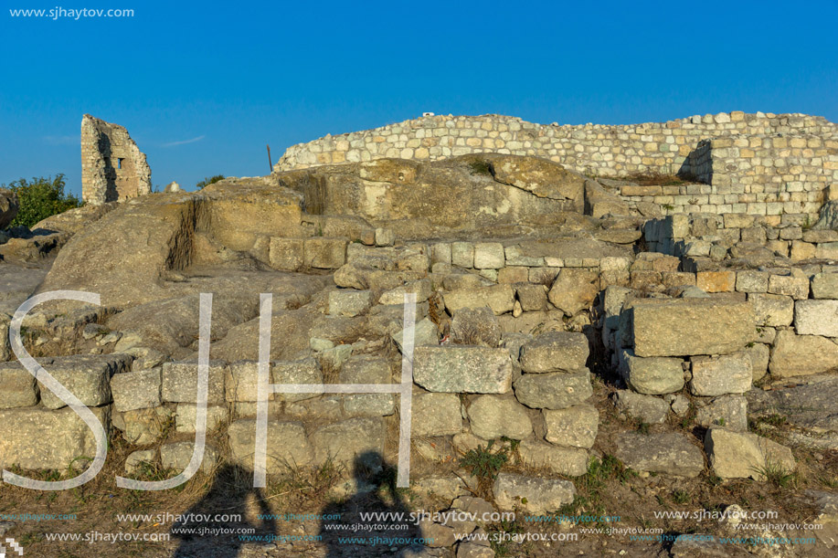 Sunrise panorama of ancient Thracian city of Perperikon, Kardzhali Region, Bulgaria