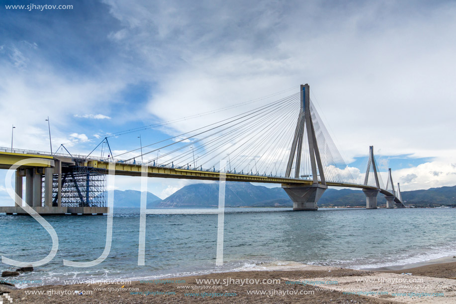 Amazing view of The cable bridge between Rio and Antirrio, Patra, Western Greece