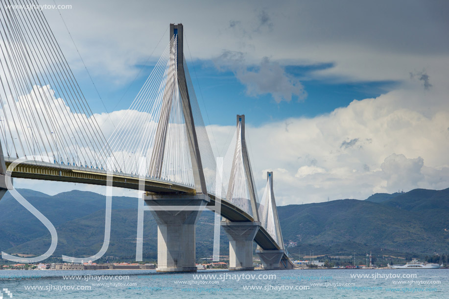 Seascape with The cable bridge between Rio and Antirrio, Patra, Western Greece