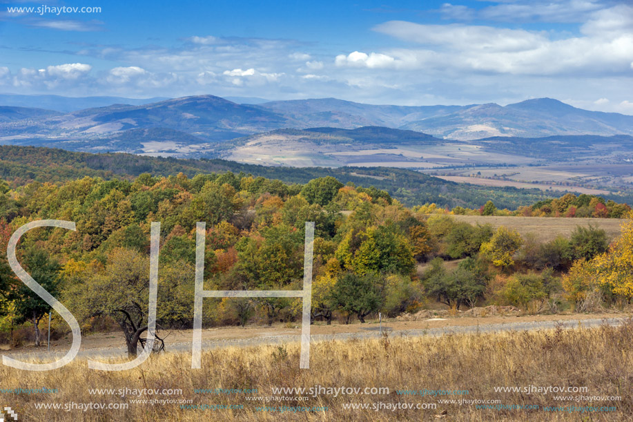 Autumn Panoramic view of Cherna Gora mountain, Pernik Region, Bulgaria