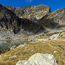 Green grass and Malyovitsa peak, Rila Mountain, Bulgaria