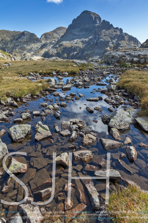 Amazing landscape of Orlovets peak from Elenski lakes, Rila Mountain, Bulgaria
