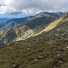 Panorama of Green hills of Rila Mountain, Bulgaria