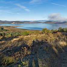 Autumn panoramic view of Batak Reservoir, Pazardzhik Region, Bulgaria