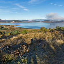 Autumn panoramic view of Batak Reservoir, Pazardzhik Region, Bulgaria