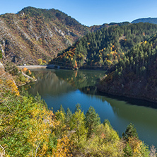 Autumn Panorama of Teshel  Reservoir, Smolyan Region, Bulgaria