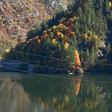 Landscape with Autumn forest around Teshel  Reservoir, Smolyan Region, Bulgaria