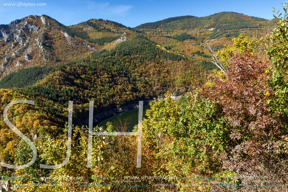 Amazing Autumn Landscape of Tsankov kamak Reservoir, Smolyan Region, Bulgaria