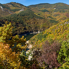 Autumn Panorama of Tsankov kamak Reservoir, Smolyan Region, Bulgaria