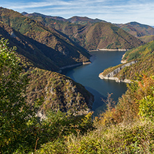 Autumn Panoramic view of Tsankov kamak Reservoir, Smolyan Region, Bulgaria