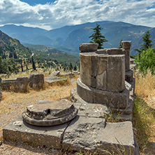 Panorama of Ancient Greek archaeological site of Delphi,Central Greece