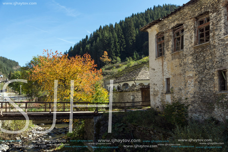 19th century St. Theotokos (Holy Mother) Church and St. Panteleimonas School in town of Shiroka Laka, Smolyan Region, Bulgaria