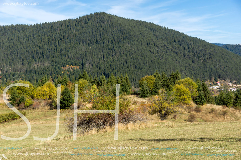 Amazing autumn landscape near village of Gela, Rhodope Mountains, Bulgaria