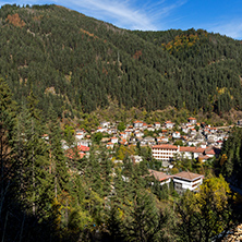 Amazing view of town of Shiroka Laka and Rhodope Mountains, Smolyan Region, Bulgaria