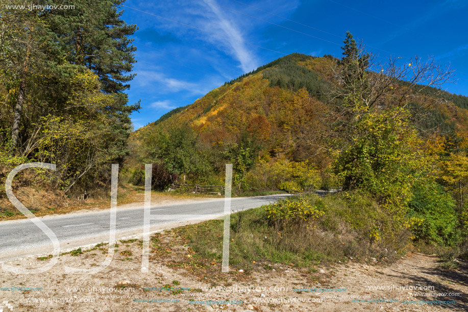 Amazing Autumn Landscape of Rhodope Mountain near town of Devin,  Smolyan Region, Bulgaria