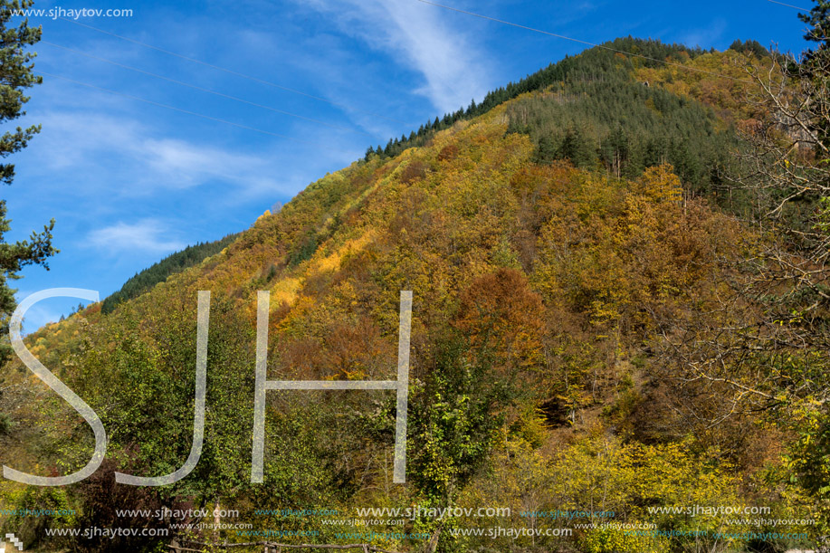 Amazing Autumn view of Rhodope Mountain near town of Devin,  Smolyan Region, Bulgaria