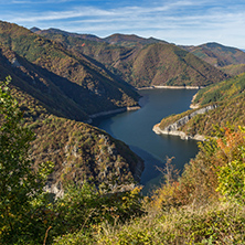 Autumn Panoramic view of Tsankov kamak Reservoir, Smolyan Region, Bulgaria