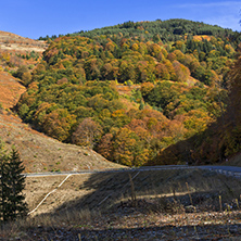 Amazing Autumn Landscape of Rhodope Mountain near Village of Mihalkovo, Smolyan Region, Bulgaria