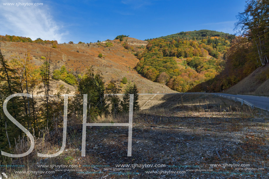 Amazing Autumn view of Rhodope Mountain near Village of Mihalkovo,  Smolyan Region, Bulgaria