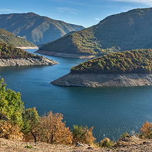 Autumn  view of Meander of Vacha (Antonivanovtsy) Reservoir, Rhodopes Mountain, Bulgaria