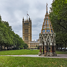 Victoria Tower Gardens and Houses of Parliament, London, England, United Kingdom