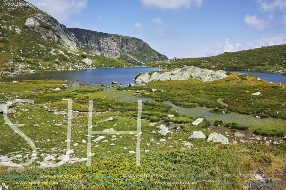 Panoramic view of The Trefoil lake, Rila Mountain, The Seven Rila Lakes, Bulgaria