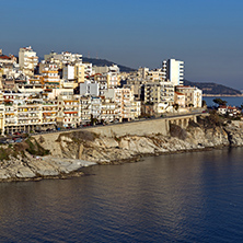 Panoramic view to city of Kavala, East Macedonia and Thrace, Greece