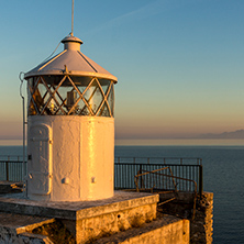 Sunset seascape of Lighthouse in Kavala, East Macedonia and Thrace, Greece