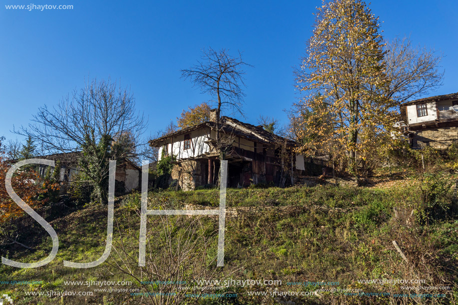 Panorama with Old house with courtyard in village of Bozhentsi, Gabrovo region, Bulgaria