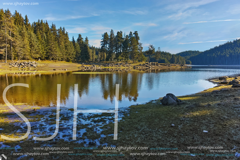 Fog over the water of Golyam Beglik Reservoir, Pazardzhik Region, Bulgaria
