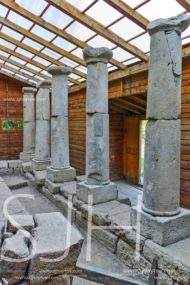 Antique columns in Thracian Temple Complex  of Starosel, Plovdiv Region, Bulgaria