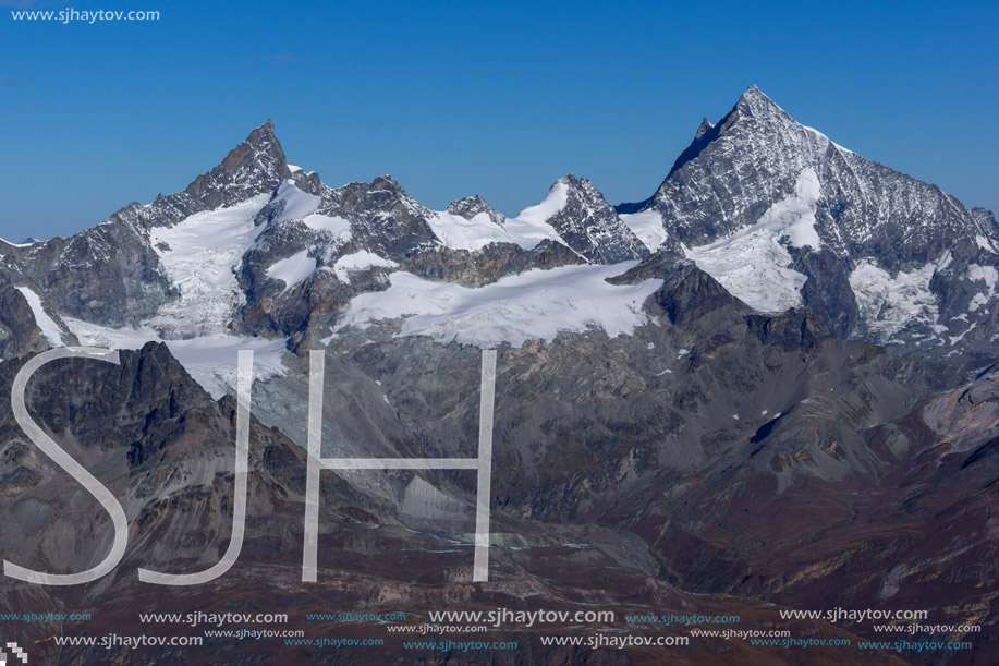 Winter landscape from matterhorn glacier paradise Swiss Alps, Switzerland