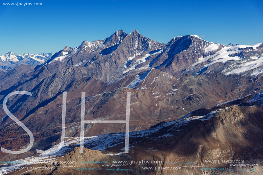 Amazing panoramaof Swiss Alps, Canton of Valais, Switzerland