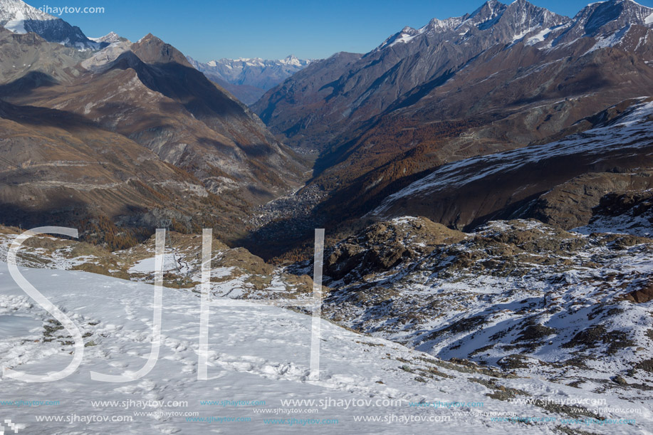 Panoramic view to Zermatt Resort, Alps, Canton of Valais, Switzerland