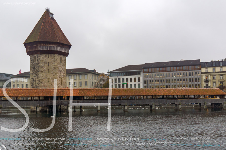 Chapel Bridge over Reuss River, Lucerne, Switzerland