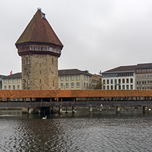 Chapel Bridge over Reuss River, Lucerne, Switzerland