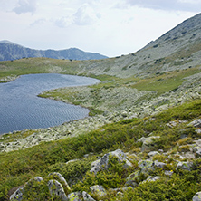 Panorama of Tevno Lake and Valyavishki chukar peak, Pirin mountain, Bulgaria